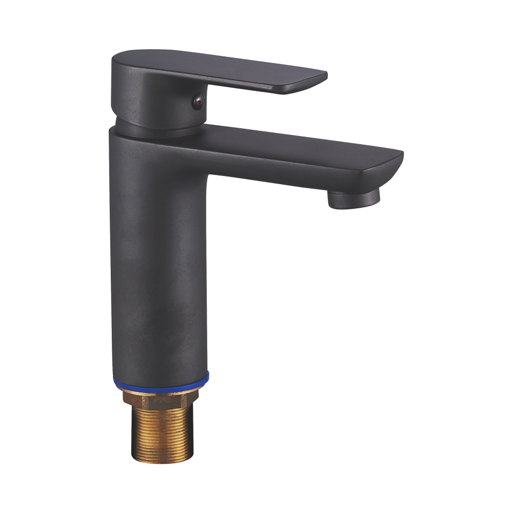 Zwarte ééngats wastafelkraan